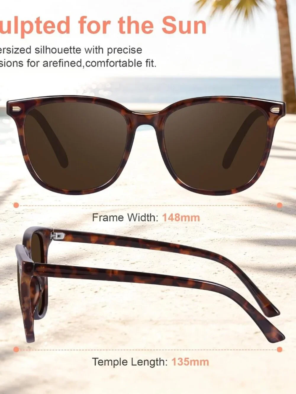 Elegant Tortoise Big Frame UV400 Polarized Sunglasses for Women – Retro Style